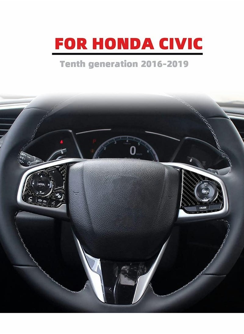Generic - Carbon Fiber Steering Wheel Button Sticker Frame, Which Compatible with Honda Civic 10th Gen 2016-2019 Auto Accessories Interior Modification - Image 1