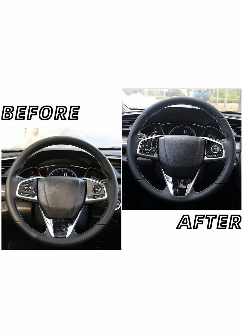 Generic - Carbon Fiber Steering Wheel Button Sticker Frame, Which Compatible with Honda Civic 10th Gen 2016-2019 Auto Accessories Interior Modification - Image 1
