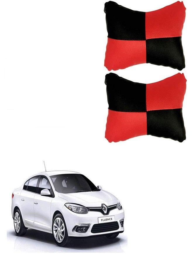 PulGos Red Leathertte Material Neck Rest Cushion in Check Design for Car_1917 - Image 1