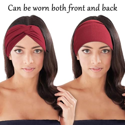 Obtheleg 2pcs Hair Bands For Women, Stretchy Wide Headband For Women, Twisted Knot Bohemian Large Hairband, Head Band Hair Accessories Wear For Yoga, Fashion, Working Out, Travel Or Running - Image 5