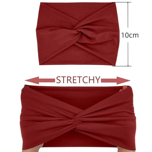 Obtheleg 2pcs Hair Bands For Women, Stretchy Wide Headband For Women, Twisted Knot Bohemian Large Hairband, Head Band Hair Accessories Wear For Yoga, Fashion, Working Out, Travel Or Running - Image 2