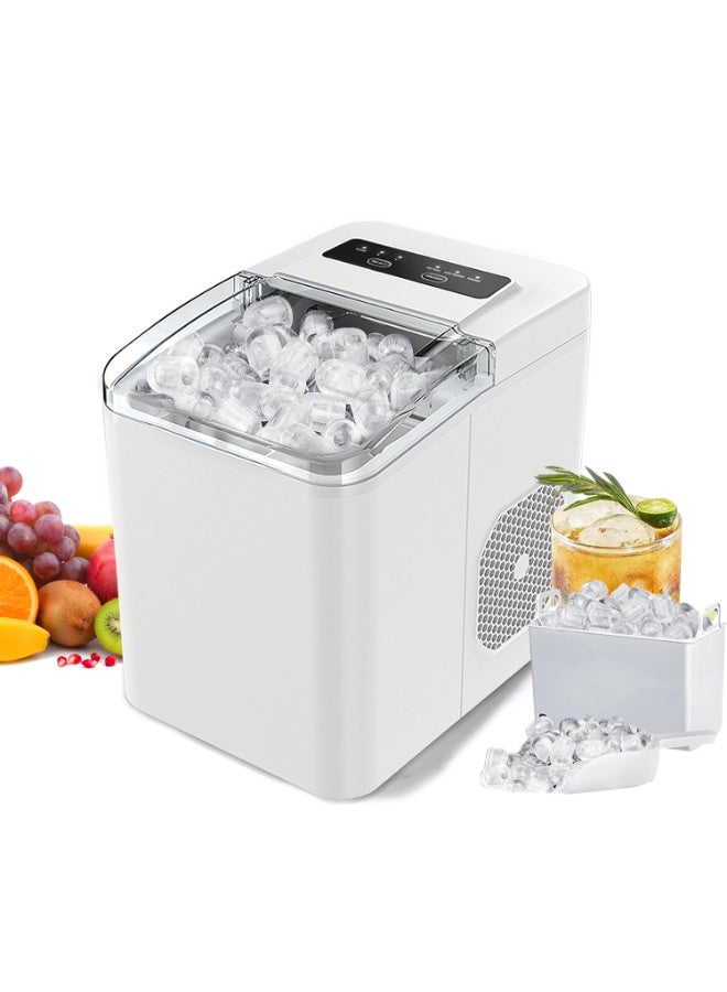مصنع ثلج مكتبي، 9 مكعبات جاهزة في 8 دقائق، آلة ثلج ذات التنظيف الذاتي مع ملعقة ثلج ومجفف، نوعان من أحجام الثلج المقوس لالمطبخ المنزلي والمكتب - Image 1