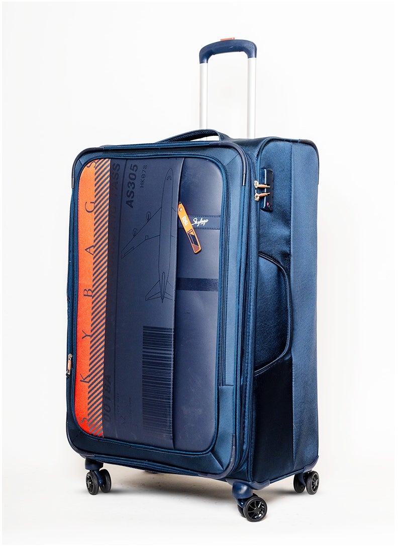 Skybags - Airway Pro Expandable Soft Body Luggage Set with Smooth Dual Wheels Trolley Bags, Polyester Material , TSA Lock, Cabin| Medium| Large- Blue - Image 1