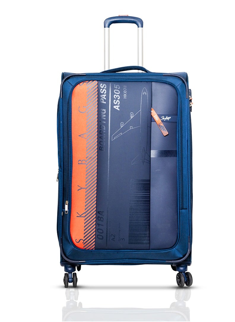 Skybags - Airway Pro Expandable Soft Body Luggage Set with Smooth Dual Wheels Trolley Bags, Polyester Material , TSA Lock, Cabin| Medium| Large- Blue - Image 1