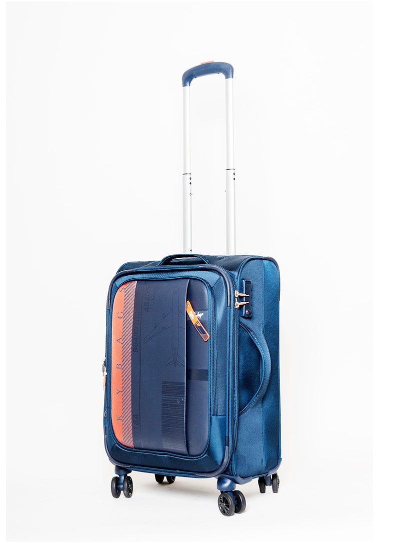 Skybags - Airway Pro Expandable Soft Body Luggage Set with Smooth Dual Wheels Trolley Bags, Polyester Material , TSA Lock, Cabin| Medium| Large- Blue - Image 1