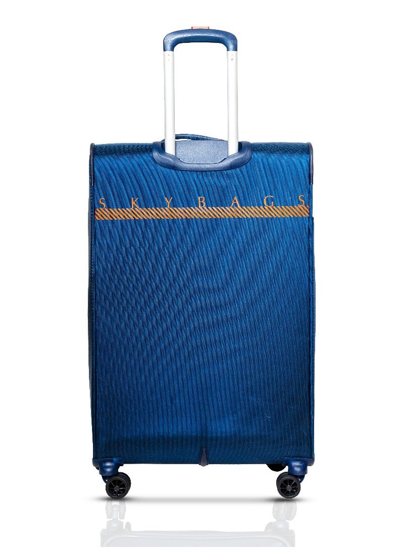 Skybags - Airway Pro Expandable Soft Body Luggage Set with Smooth Dual Wheels Trolley Bags, Polyester Material , TSA Lock, Cabin| Medium| Large- Blue - Image 1
