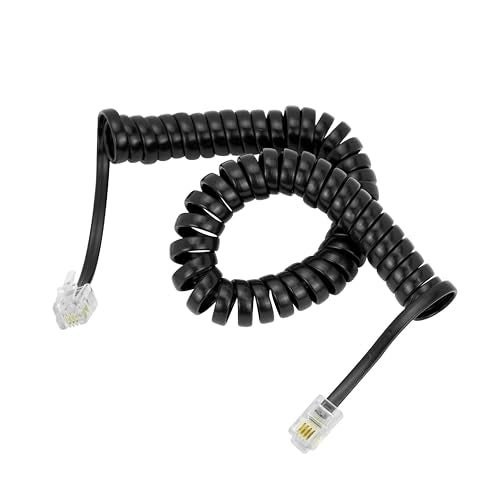 Conext Link RJ11 4P4C Modular Telephone Handset Cable Receiver Coil Cord Wire (7 Feet, black) - Image 1