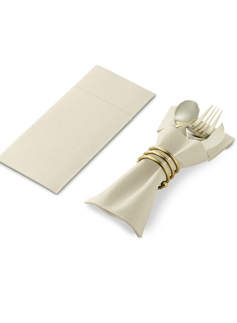 50-Pieces Disposable Dust-Free Dinner Napkins With Built-In Flatware Pocket Prefolded Cloth Like Paper For Wedding Or Party - Image 5