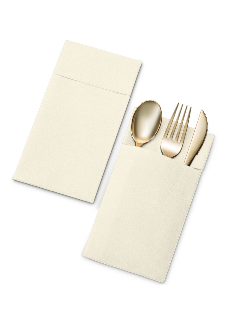 50-Pieces Disposable Dust-Free Dinner Napkins With Built-In Flatware Pocket Prefolded Cloth Like Paper For Wedding Or Party - Image 3
