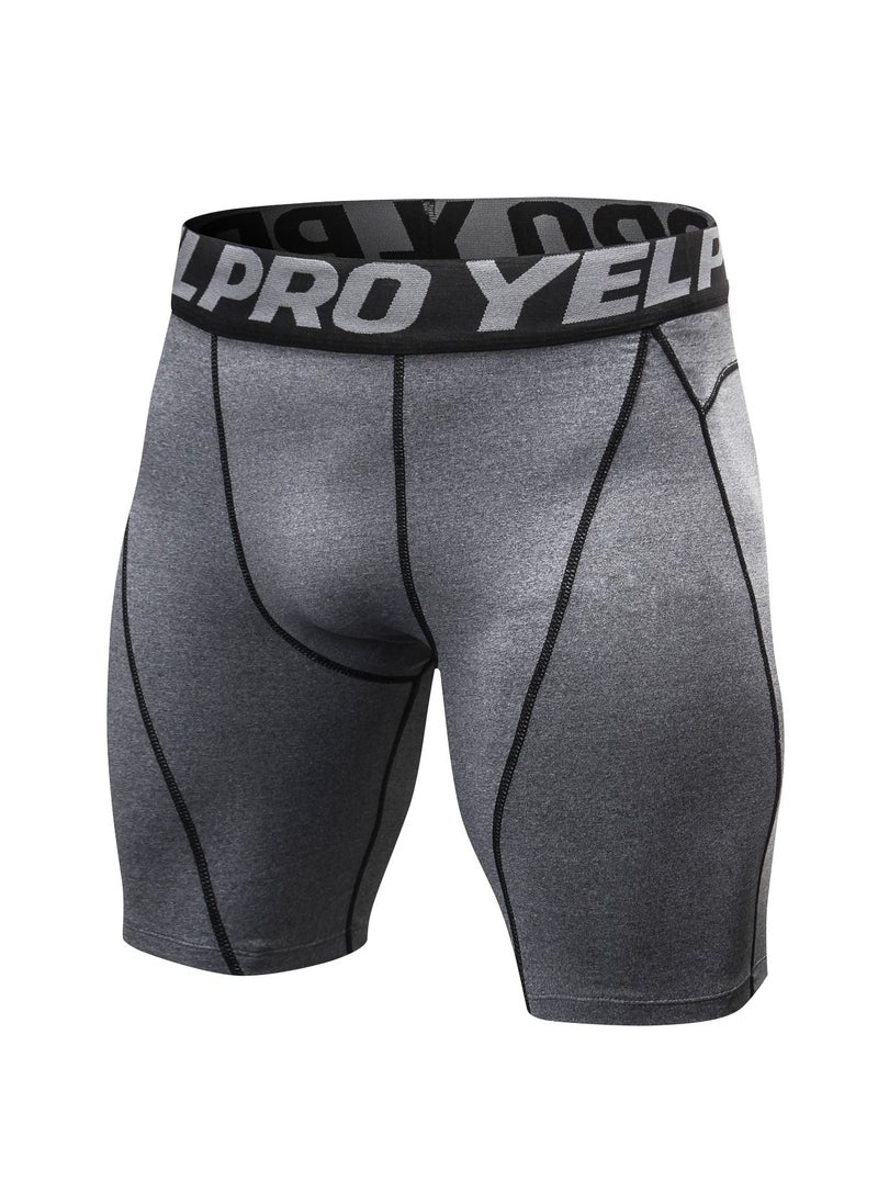 Loquat Men Quick Dry Breathable Elastic Shorts Grey  - Image 1