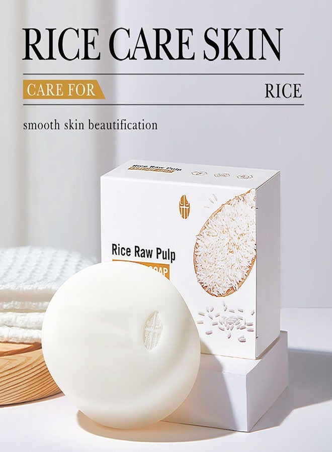 AKARY Rice Soap Handmade Rice Soap, Bath Soap Rice Water Face Wash with Goat's Milk Essence, Moisturizing, Deep Clean, Hydrating, Soften Skin, Even Tone Cleansing Bar, for Bath, Hands, Face - Image 2