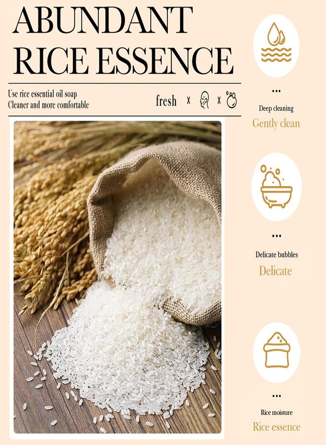 AKARY Rice Soap Handmade Rice Soap, Bath Soap Rice Water Face Wash with Goat's Milk Essence, Moisturizing, Deep Clean, Hydrating, Soften Skin, Even Tone Cleansing Bar, for Bath, Hands, Face - Image 4