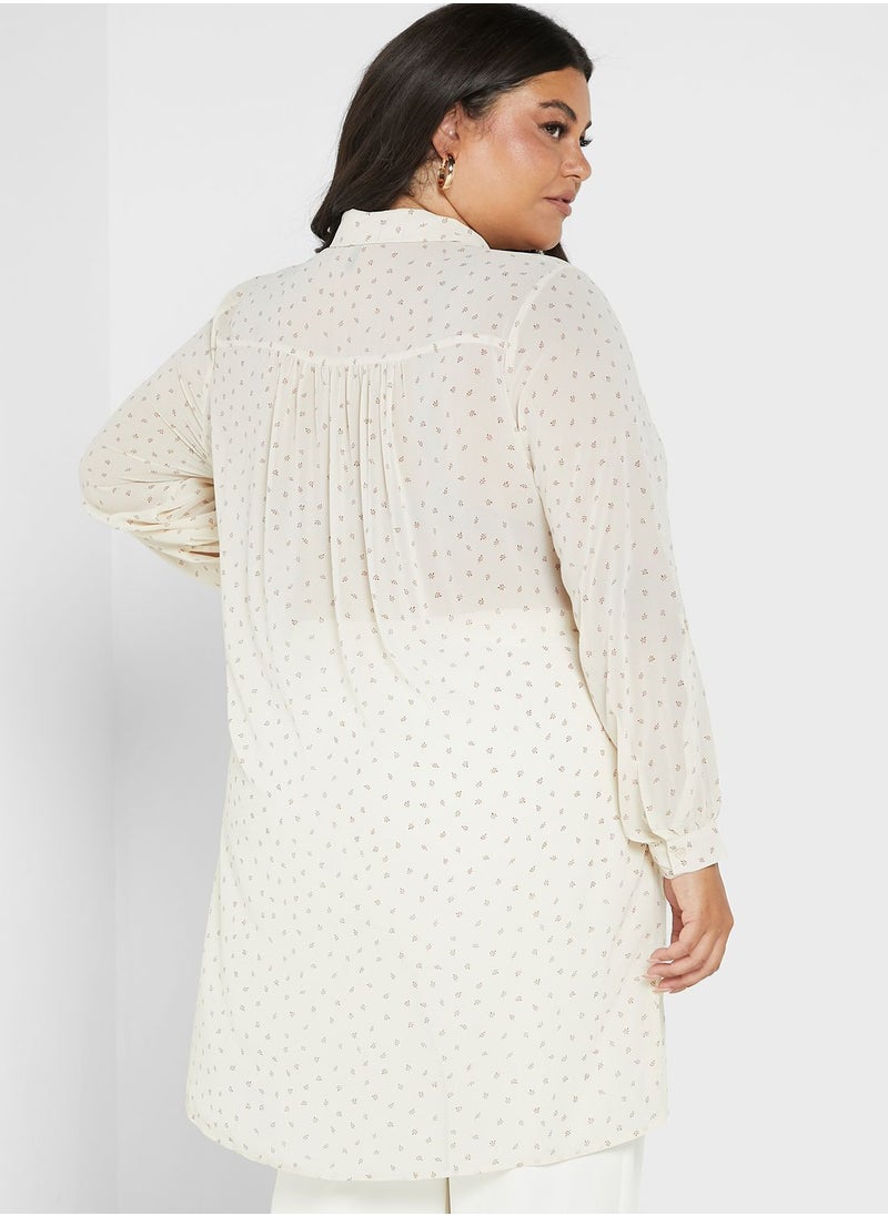 Vero Moda Curve Longline Printed Shirt Dress  - Image 2