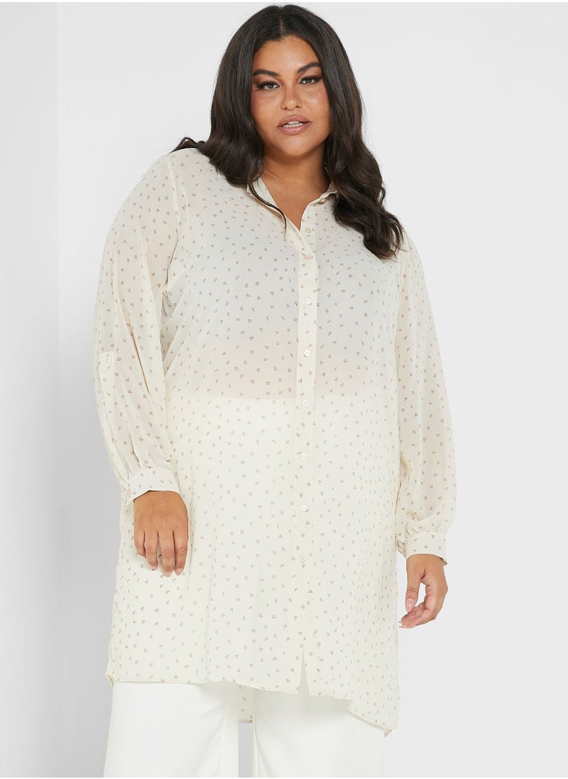 Vero Moda Curve Longline Printed Shirt Dress  - Image 1
