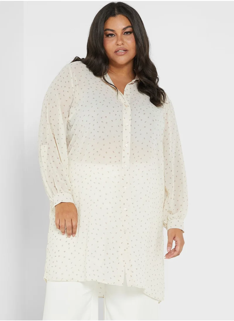 Vero Moda Curve Longline Printed Shirt Dress