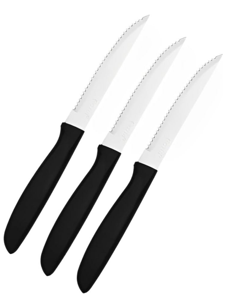 طقم سكاكين 3 قطع من الستانلس ستيل بمقبض أسود متعدد الاستخدام - Image 1