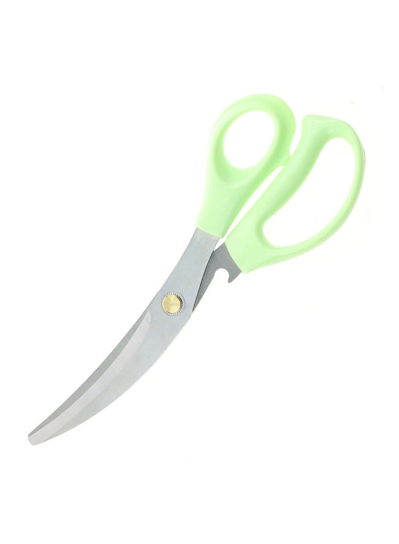 AROAQ Kitchen Scissors, Heavy Duty All Purpose Kitchen Shears, Stainless Steel Curved Blade Barbecue Scissors, Steak Scissors  For Chicken Food Meat And Cooking, ( Green )  - Image 1