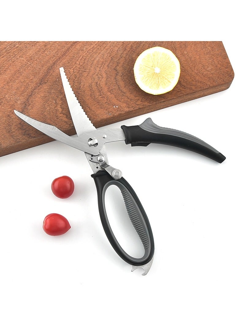 AROAQ Kitchen Scissors, Heavy Duty All Purpose Kitchen Shears, Stainless Steel Curved Blade Barbecue Scissors, Steak Scissors  For Chicken Food Meat And Cooking, ( Green )  - Image 4