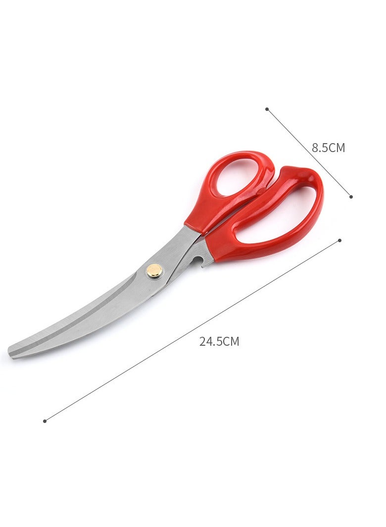 AROAQ Kitchen Scissors, Heavy Duty All Purpose Kitchen Shears, Stainless Steel Curved Blade Barbecue Scissors, Steak Scissors  For Chicken Food Meat And Cooking, ( Green )  - Image 2