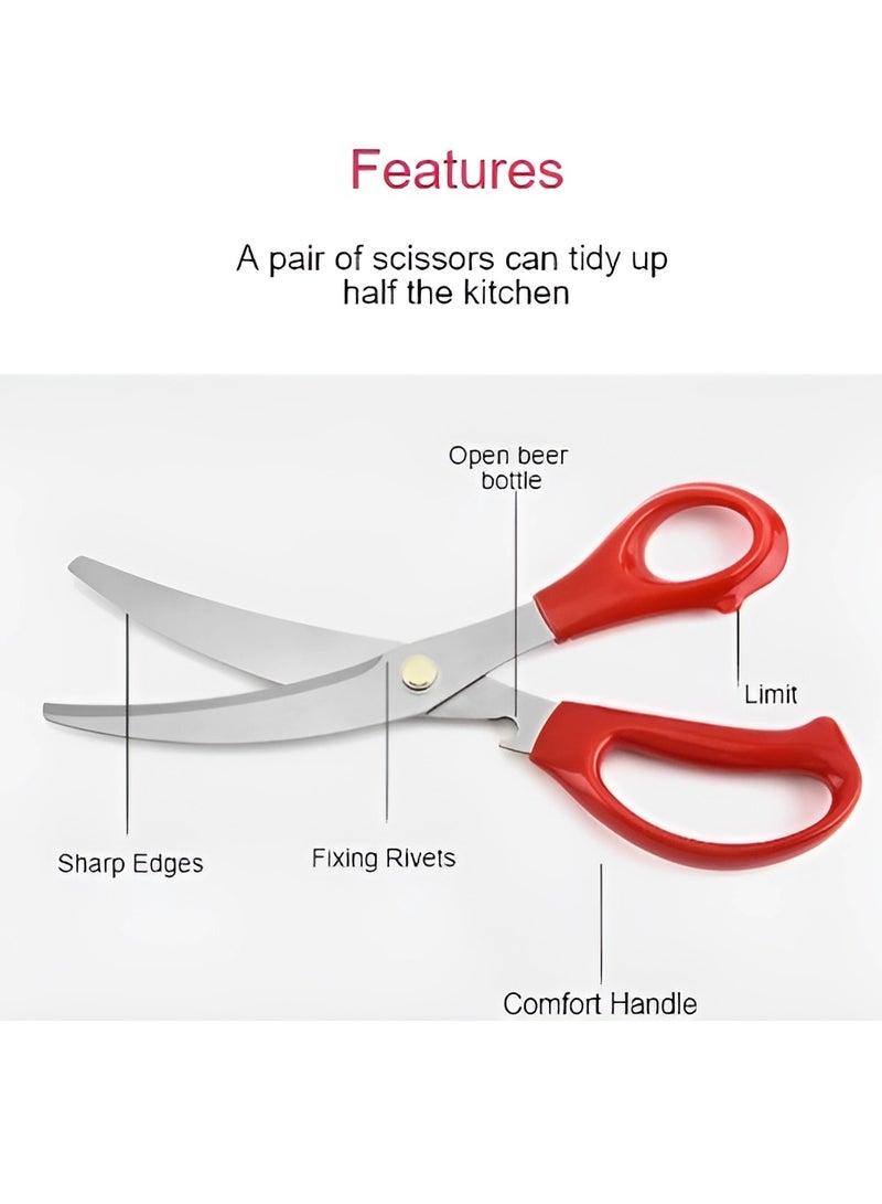AROAQ Kitchen Scissors, Heavy Duty All Purpose Kitchen Shears, Stainless Steel Curved Blade Barbecue Scissors, Steak Scissors  For Chicken Food Meat And Cooking, ( Green )  - Image 3