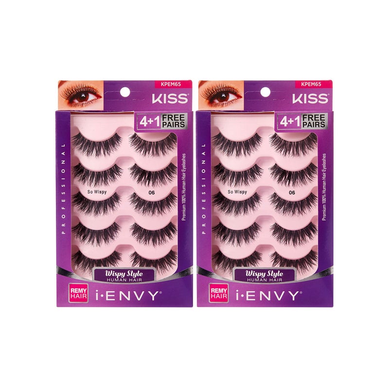 iENVY by KISS So Wispy Eyelashes 5 Pair Multi Pack KPEM65 2 PACK Natural Wispy Style Made with Natural Hair
