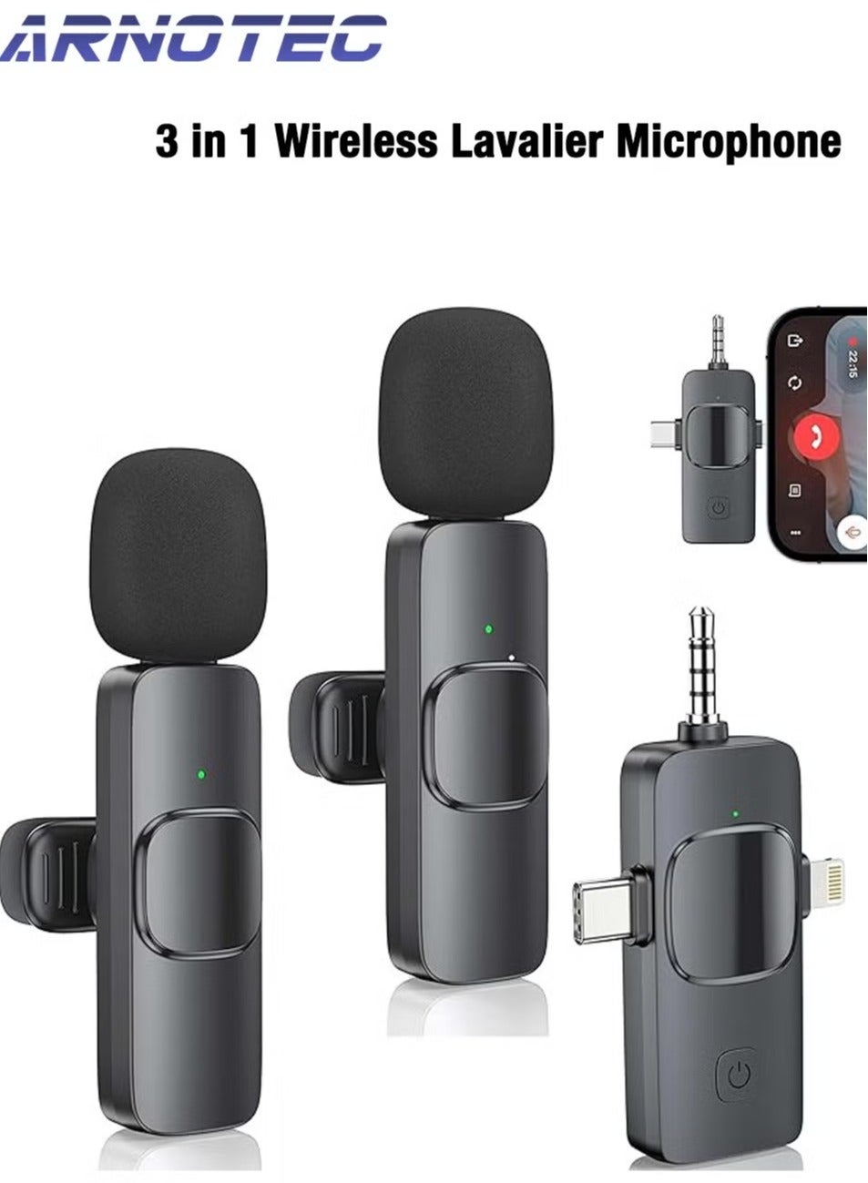 Dual Wireless Microphone for All Smartphones (Android + iOS) iPhones Laptops Desktops BT Speakers and Cameras Mic for YouTube Videos Reels Podcast Interviews Online Teaching Vlogs (Black)