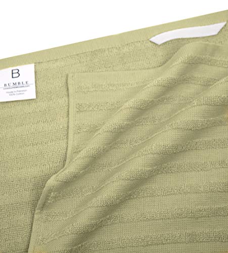 Bumble Towels Premium Kitchen Towels (20”x 28”, 6 Pack) | Large Cotton Dish Towels | Flat & Terry Highly Absorbent Kitchen Linen Set with Hanging Loop | Wide Stripe Sage Green - Image 4