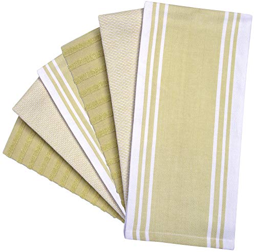 Bumble Towels Premium Kitchen Towels (20”x 28”, 6 Pack) | Large Cotton Dish Towels | Flat & Terry Highly Absorbent Kitchen Linen Set with Hanging Loop | Wide Stripe Sage Green - Image 3
