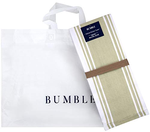Bumble Towels Premium Kitchen Towels (20”x 28”, 6 Pack) | Large Cotton Dish Towels | Flat & Terry Highly Absorbent Kitchen Linen Set with Hanging Loop | Wide Stripe Sage Green - Image 5