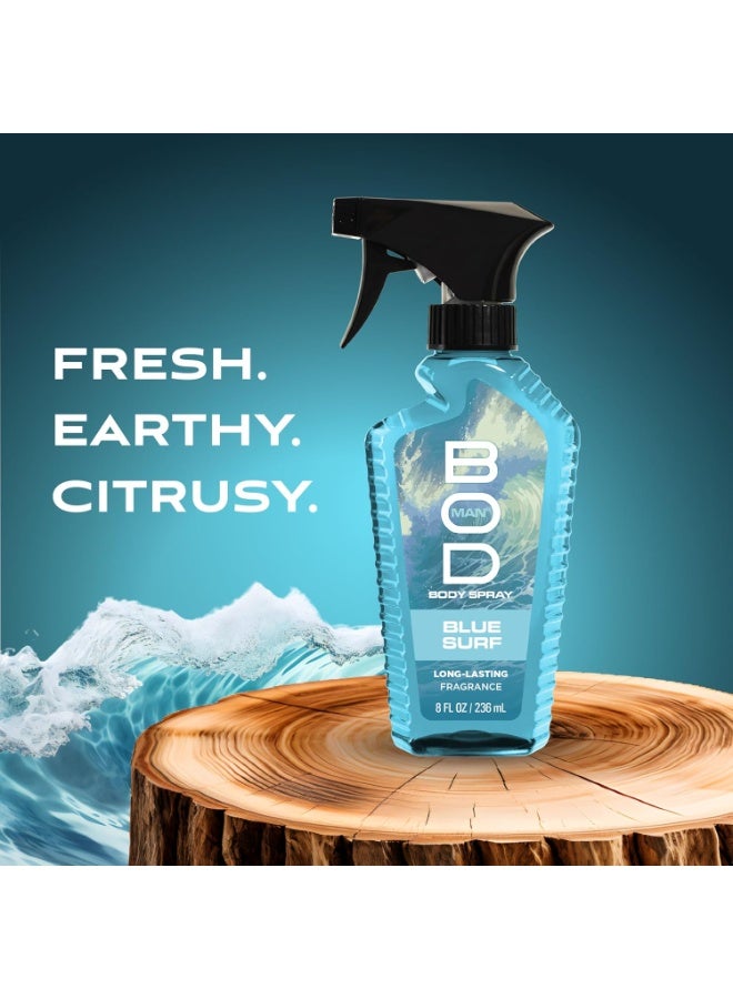 BOD man Fragrance Body Spray, Blue Surf, 8 fl oz