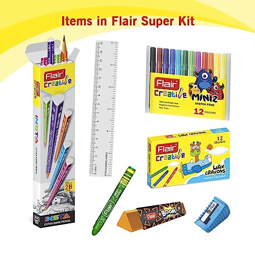 FLAIR Creative Series Super Smart Kit | Combination Smart Kit for Your Creative Need | Use for Writing, Colouring, Drawing & Shading | Stationery Kit Ideal for Gifting | Pack of 1 Kit - Image 4