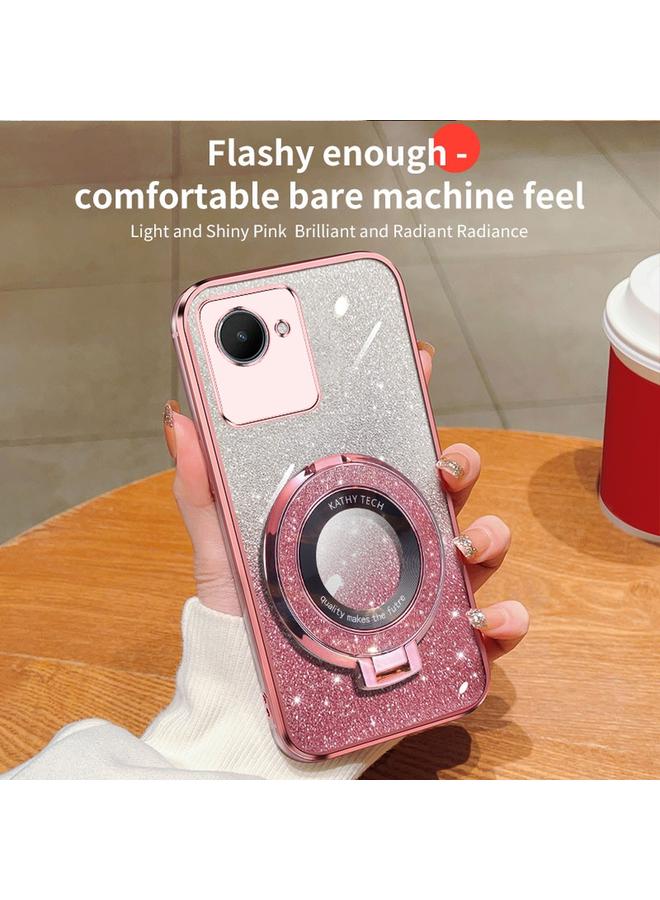 S-TOP Case For Realme C30S / C30 Plated Gradient Glitter Round Holder TPU Phone Case - Image 3