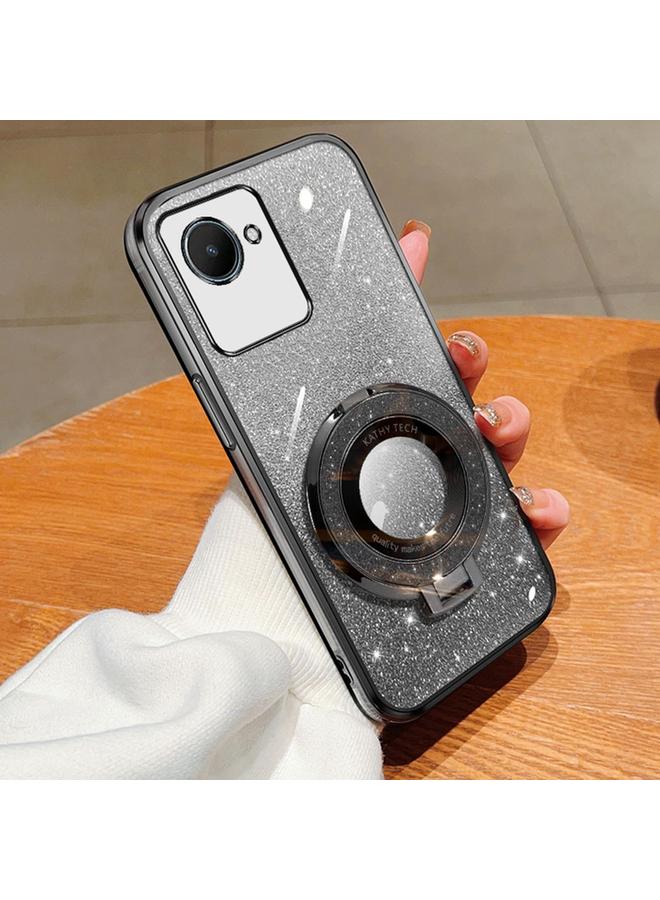 S-TOP Case For Realme C30S / C30 Plated Gradient Glitter Round Holder TPU Phone Case - Image 1