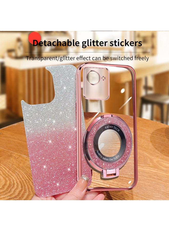 S-TOP Case For Realme C30S / C30 Plated Gradient Glitter Round Holder TPU Phone Case - Image 4