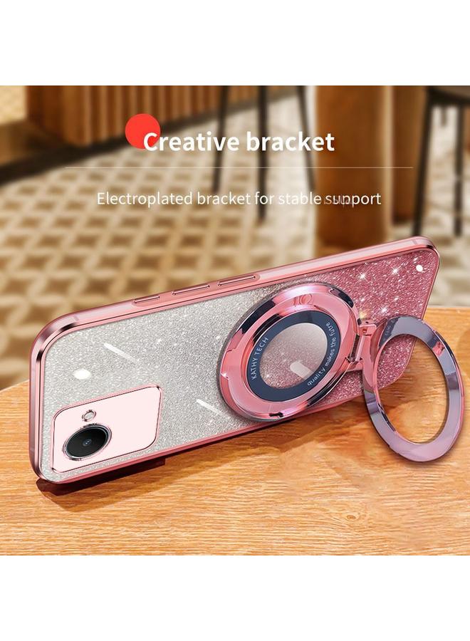 S-TOP Case For Realme C30S / C30 Plated Gradient Glitter Round Holder TPU Phone Case - Image 5