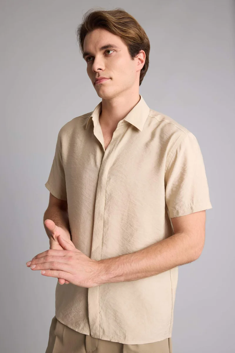 Defacto  Regular Fit Modal Short Sleeve Shirt for Men | Best Price UAE