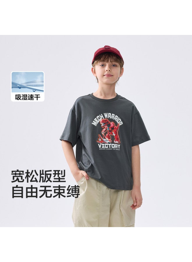 Balabala Moisture-wicking Quick-dry Cotton Boys' Short-sleeve T-shirt - 2025 New Summer Thin Base Layer Kids' Wear - Image 2