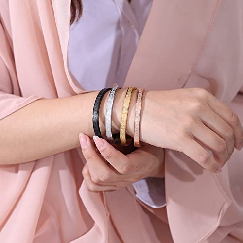 Qitian Islamic Jewelry Gifts for Women Allah Gold Bangles Bracelets Ayatul Kursi Arabic Cuff Bracelet for Women Men Islam Eid Ramadan Gifts （Gold-Thick ） - Image 3