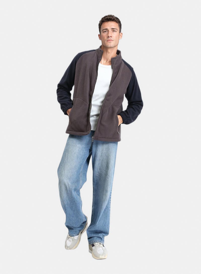 RAVIN Men Bi Tone Stand Collar Ziipped Jacket - Image 5