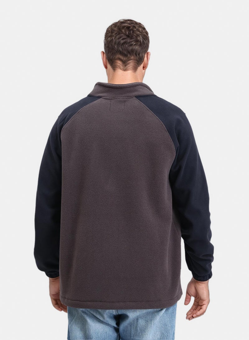 RAVIN Men Bi Tone Stand Collar Ziipped Jacket - Image 2
