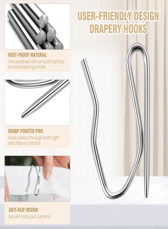 Junreox 1.25IN Curtain Hooks for Drapes, 58PCS Premium Rustproof Metal Drapery Hooks Pins for Header Type Window/Door/Shower/RV Curtains, Not for Tap-Top/Grommet Top/Red-Pocket Curtains - Image 5