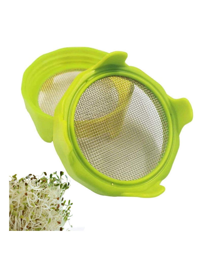 Sprouting lids, Plastic Sprout Lid with Stainless Steel Screen for Wide Mouth Jars, Germination Kit Sprouter Sprout Maker with Stand Water Tray  - Image 1