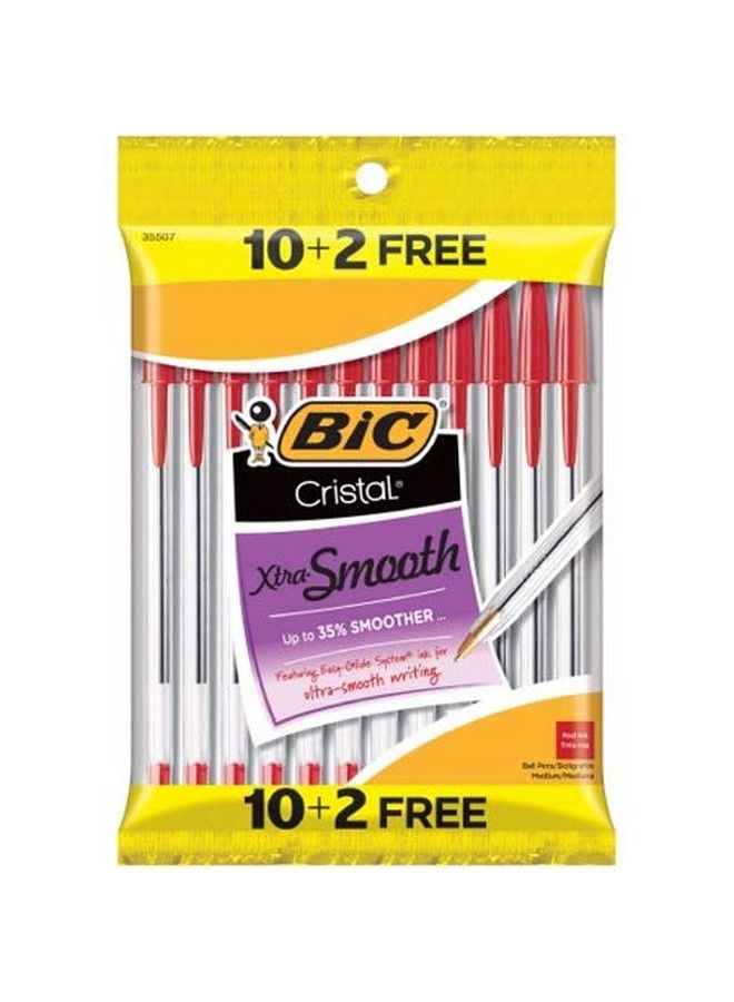 Bic Cristal Xtrasmooth Ball Pen 10 Plus 2 Bonus Pack (12 Count) Red Medium Point Ballpoint Pen - Image 2