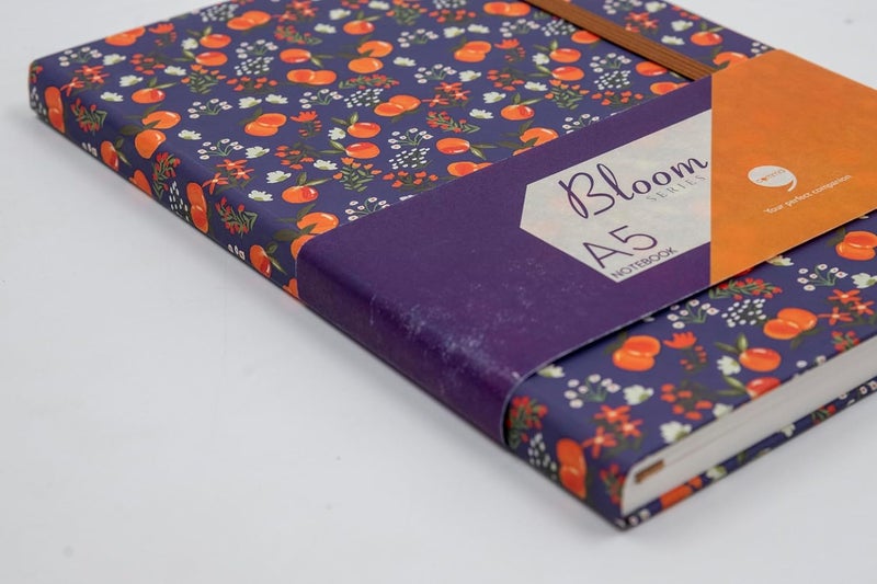 COMMA | Bloom Series | A5 Size | Hard Bound Notebook | 160 Pages | 100gsm Natural Shade Paper | PU Cover Material - Indigo - Image 2