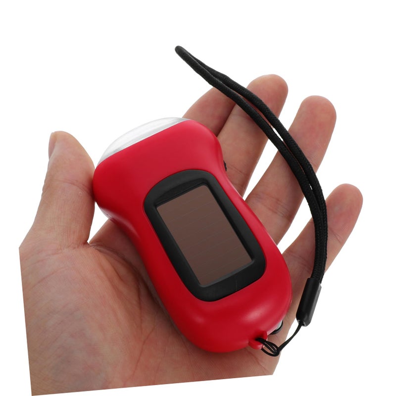 Solar Hand Crank Flashlight LED Emergency Lantern Dual Charging Portable Outdoor Camping Hiking Red - Image 5