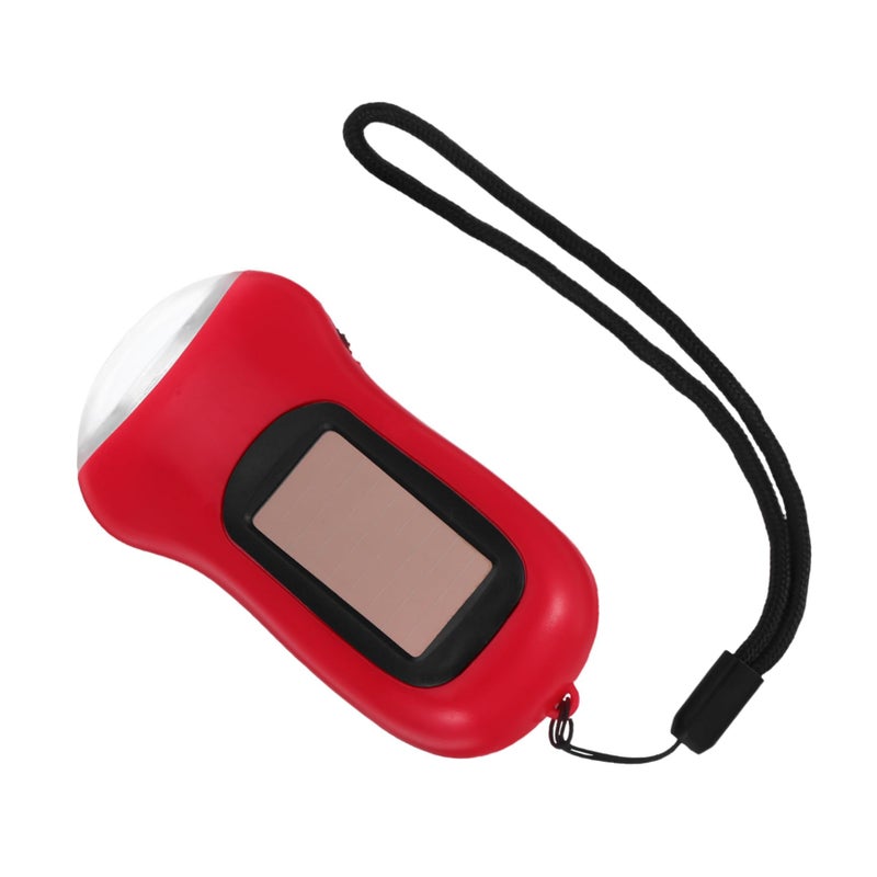 Solar Hand Crank Flashlight LED Emergency Lantern Dual Charging Portable Outdoor Camping Hiking Red - Image 2