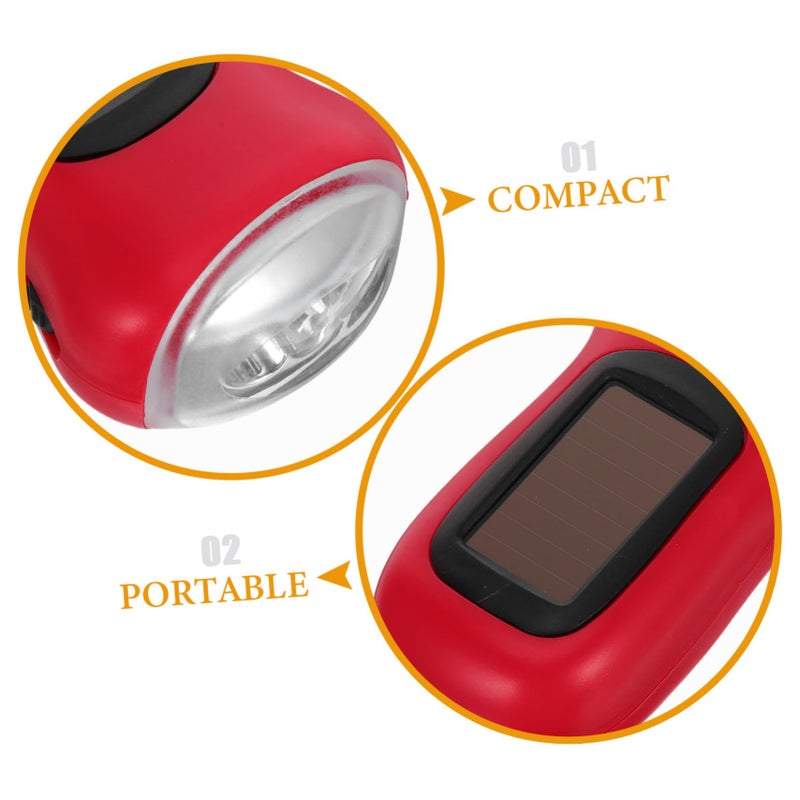 Solar Hand Crank Flashlight LED Emergency Lantern Dual Charging Portable Outdoor Camping Hiking Red - Image 4