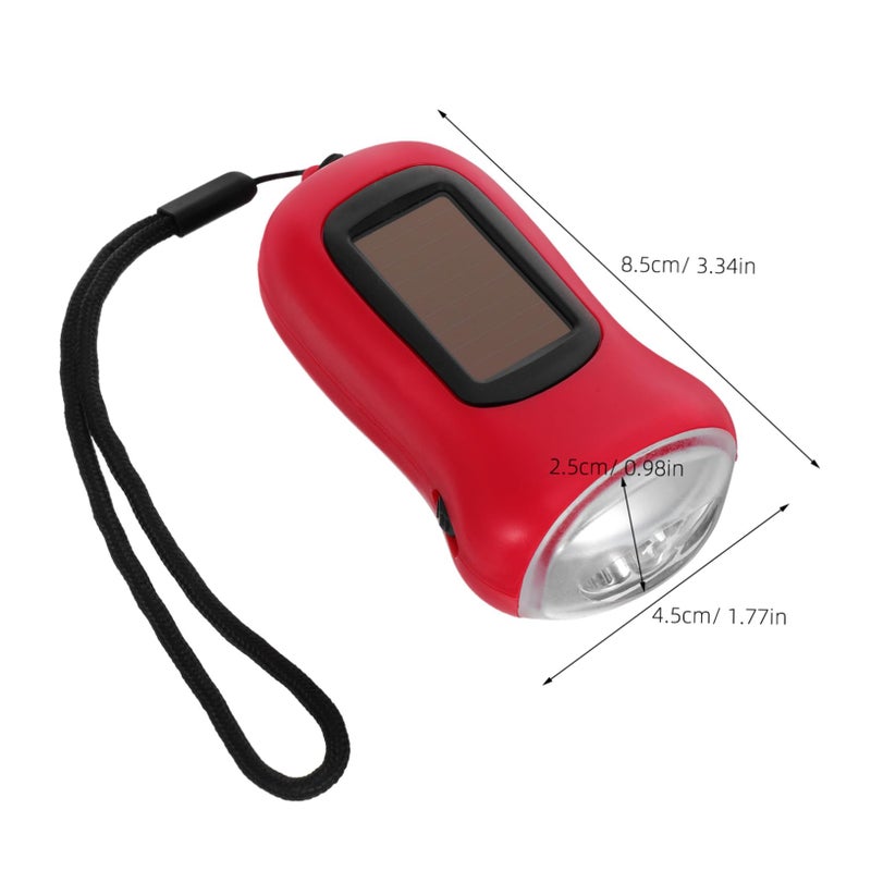 Solar Hand Crank Flashlight LED Emergency Lantern Dual Charging Portable Outdoor Camping Hiking Red - Image 3