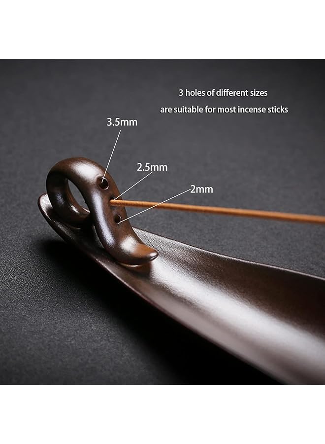 Bolivia's Incense Stick Holder 22.7Cm Length Brown Incense Stick Holder With 3 Holes Durable Ceramic Incense Holders Anti Skid Pad At The Bottom Suit For Counters Yoga Home Office - Image 3