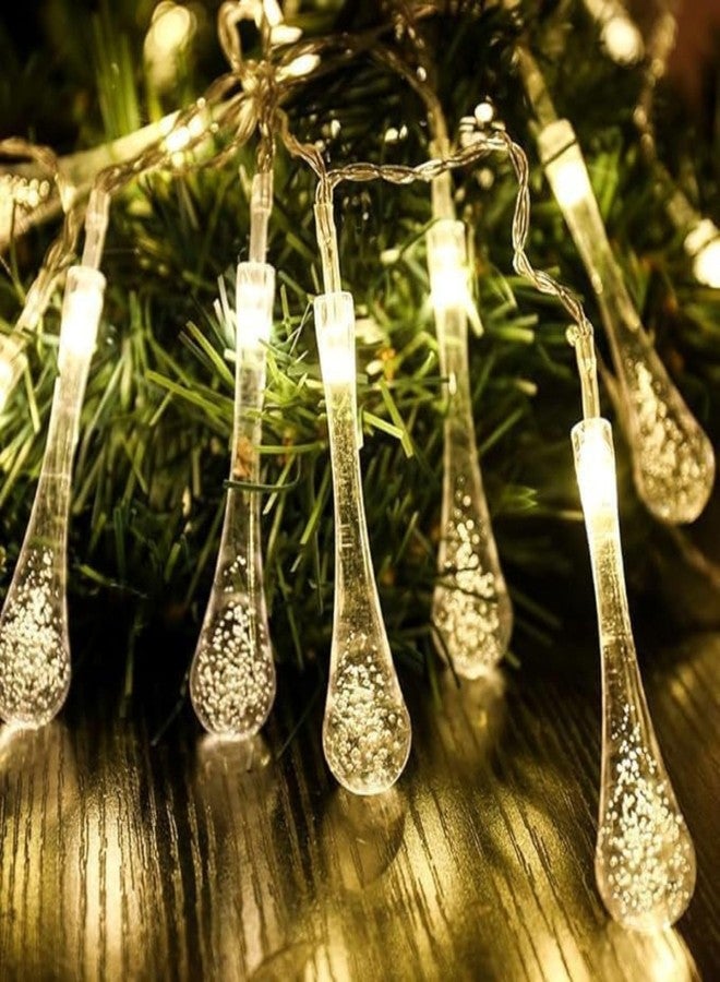 XERGY Waterdrop String Lights Outdoor 10ft 14 LED, Teardrop Water Drop String Lights Warm White,LED Outdoor Lights for Diwali Home Garden Patio Yard Tree Party Wedding Christmas Decoration - Image 1